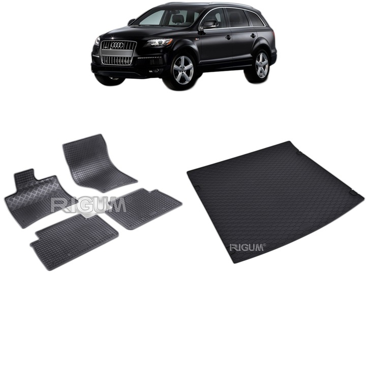 Set Covorase Auto Si Tavita Portbagaj AUDI Q7 4L din 03.2006 - 05.2015, caroserie suv, 7 LOCURI RAND 3 CULCAT