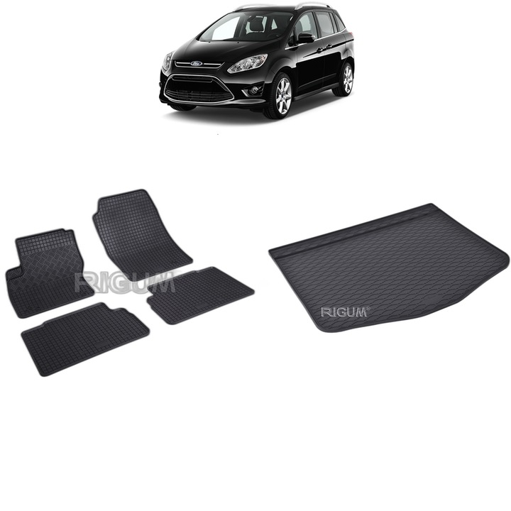 Set Covorase Auto Si Tavita Portbagaj FORD C-MAX II din 11.2010 - 06.2019, caroserie van, ROATA REZERVA MICA / KIT REPARATIE