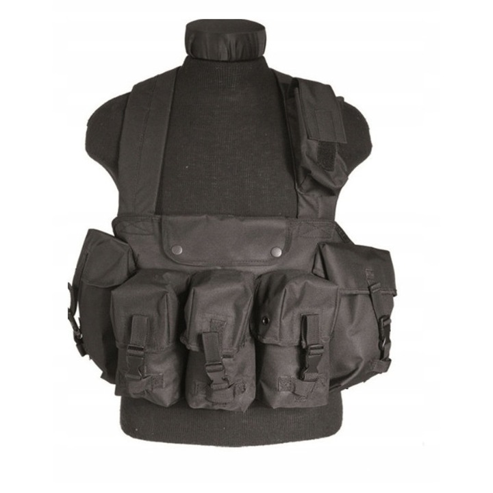 Vesta Mil-Tec West-13530002, neagra, unisex, 6 buzunare, dimensiune standard