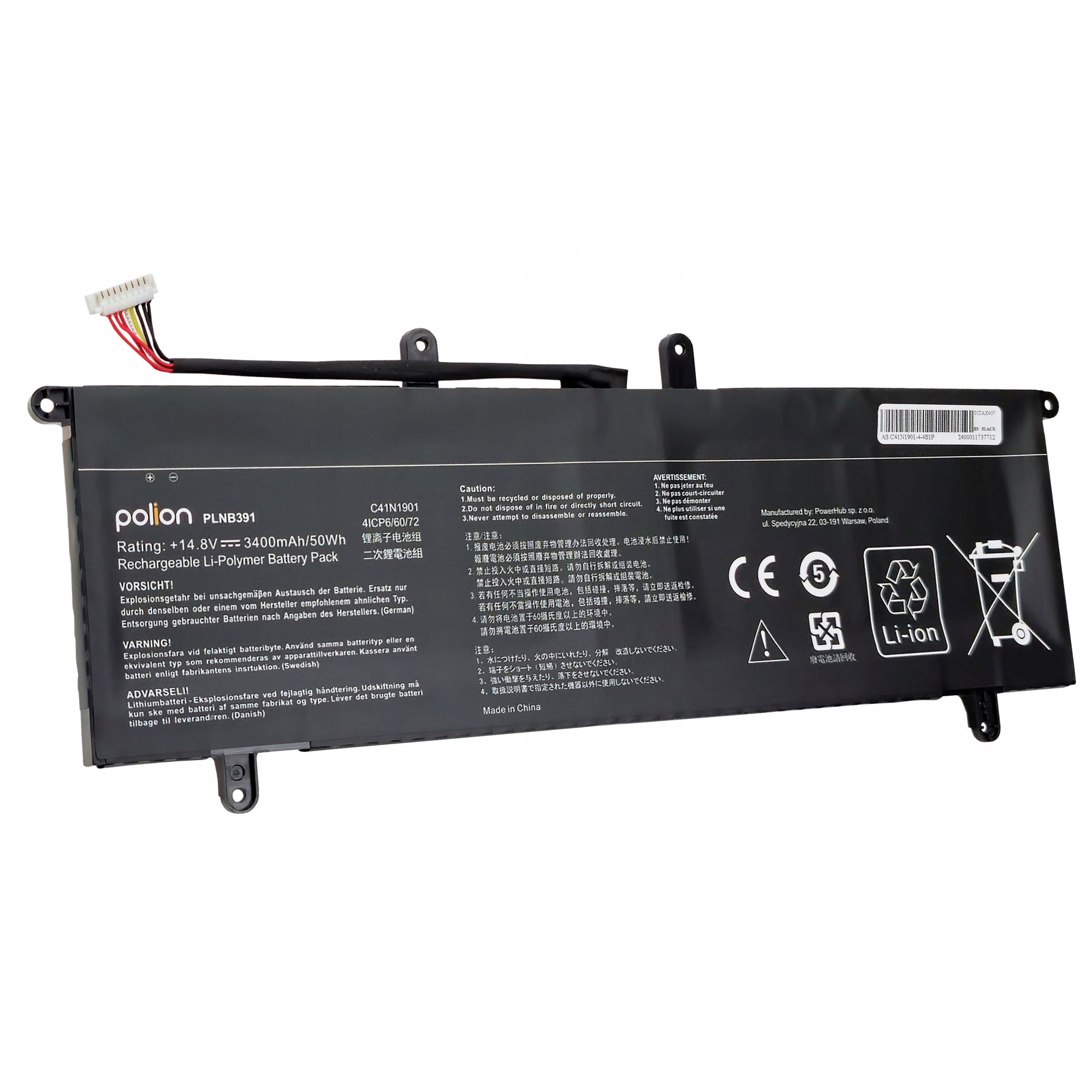 Baterie laptop Polion C41N1901, 3400mAh, 14.8V, 4 celule