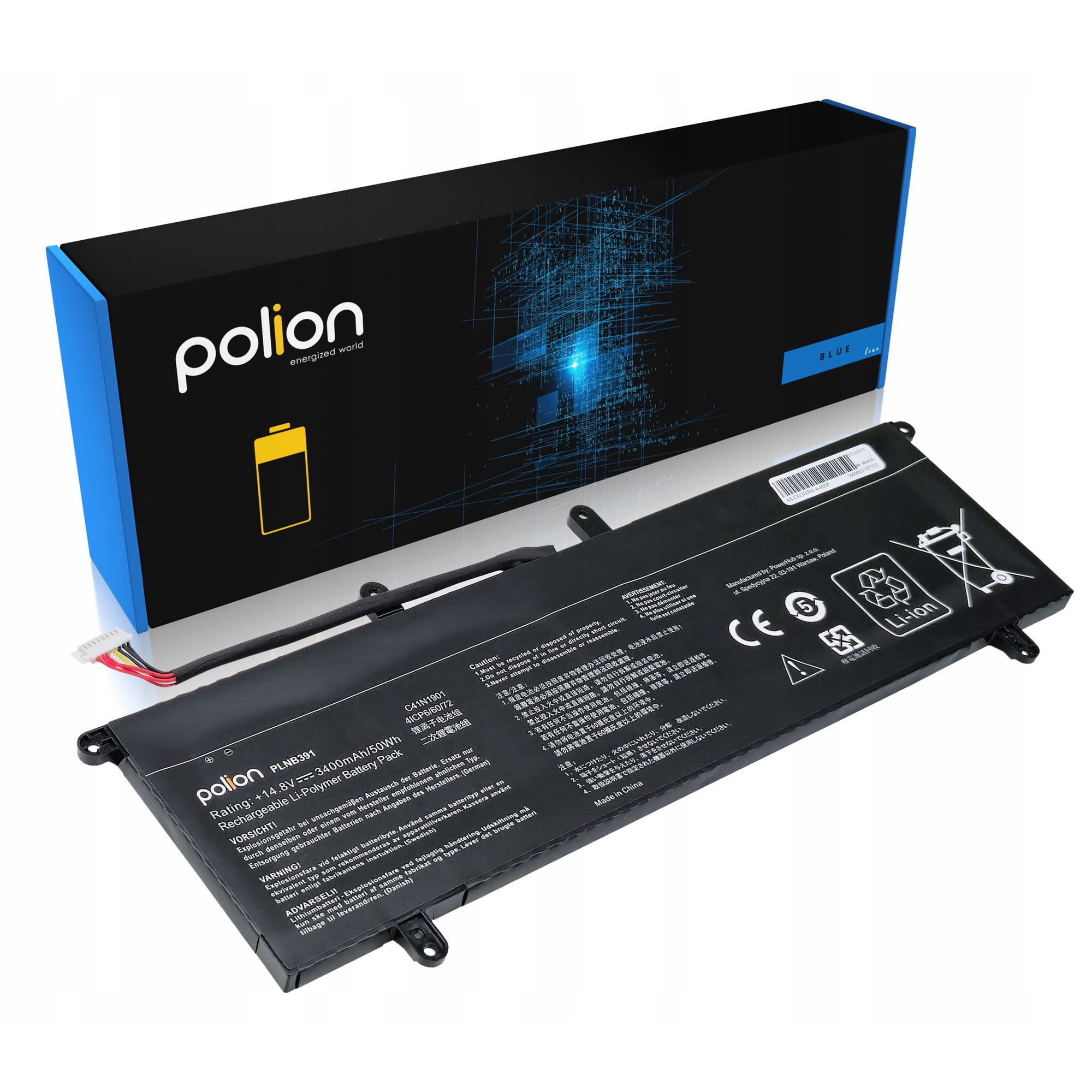 Baterie laptop Polion C41N1901, 3400mAh, 14.8V, 4 celule