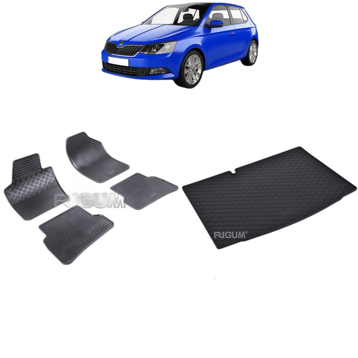 Set Covorase Auto Si Tavita Portbagaj SKODA FABIA III din 11.2014 - 08.2021, caroserie hatchback