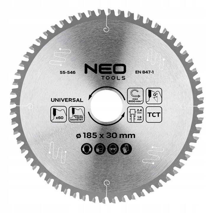 Tarcza widiowa 185x30mm 60 zebow set NEO TOOLS