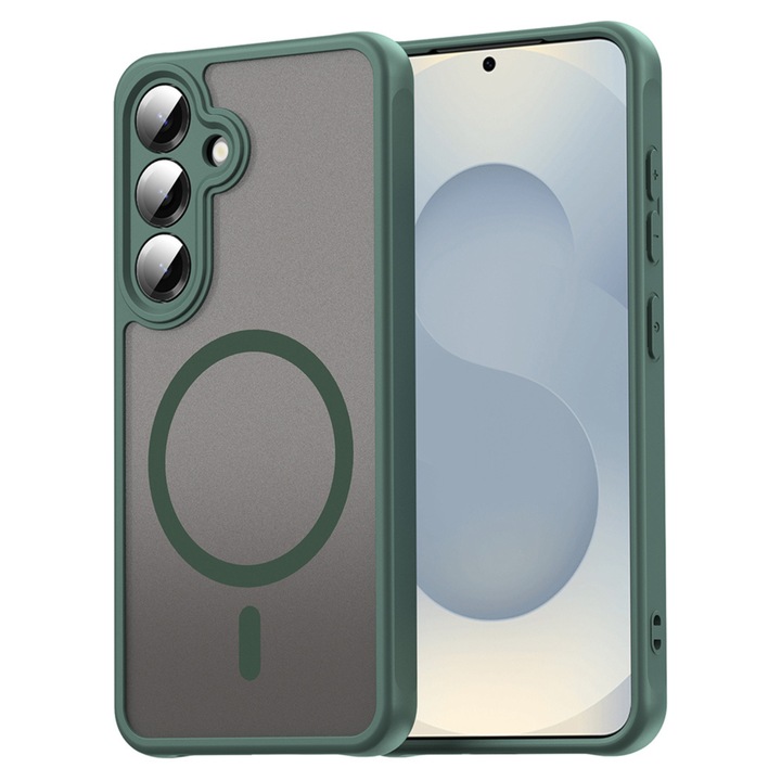 Husa pentru Samsung Galaxy S25 / Galaxy S24 Comari® Pulse, compatibila MagSafe, protectie avansata, laterale ranforsate, finisaj mat translucid antiamprenta, Verde