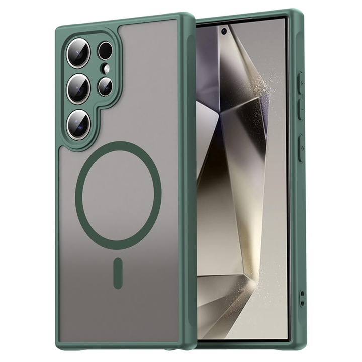 Husa pentru Samsung Galaxy S24 Ultra Comari® Pulse, compatibila MagSafe, protectie avansata, laterale ranforsate, finisaj mat translucid antiamprenta, Verde