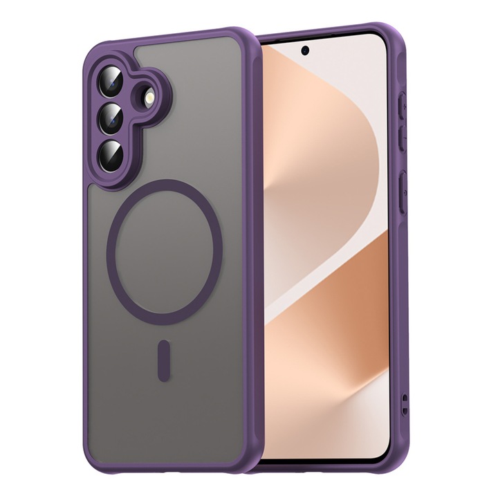 Husa pentru Samsung Galaxy A57 Comari® Pulse, compatibila MagSafe, protectie avansata, laterale ranforsate, finisaj mat translucid antiamprenta, Mov