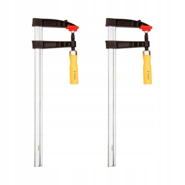 Set 2 x Cleme de Strangere TOPEX 120x500mm, cu maner din lemn, ghidaj din otel