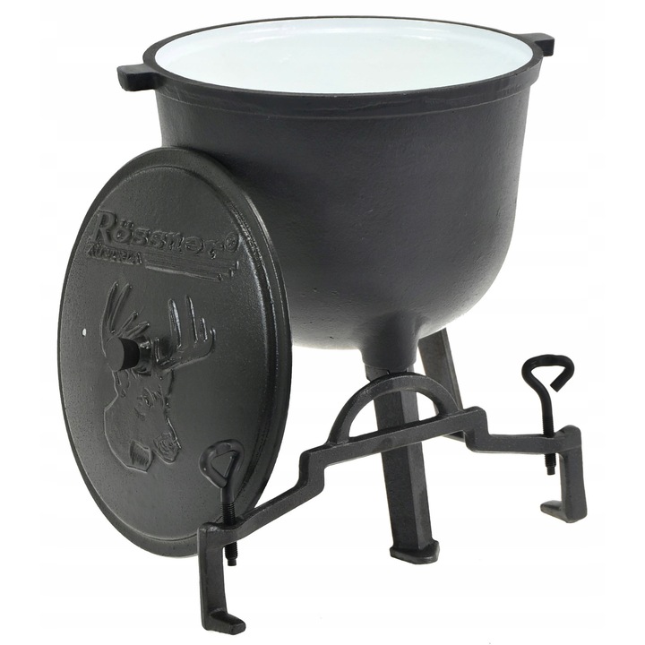 Cazan de vanatoare din fonta Rossner, 11L, 30x50cm, emaliat, greutate 14kg