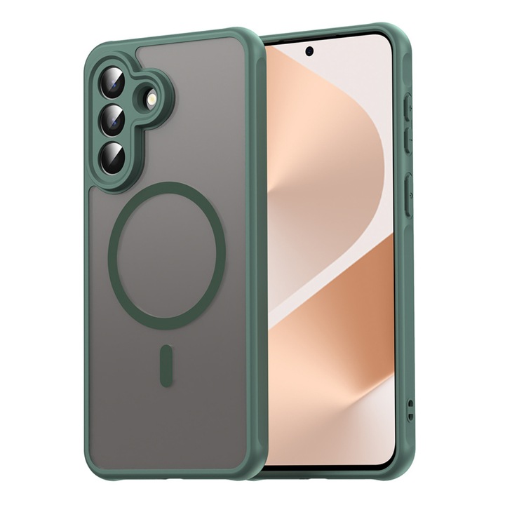 Husa pentru Samsung Galaxy A57 Comari® Pulse, compatibila MagSafe, protectie avansata, laterale ranforsate, finisaj mat translucid antiamprenta, Verde