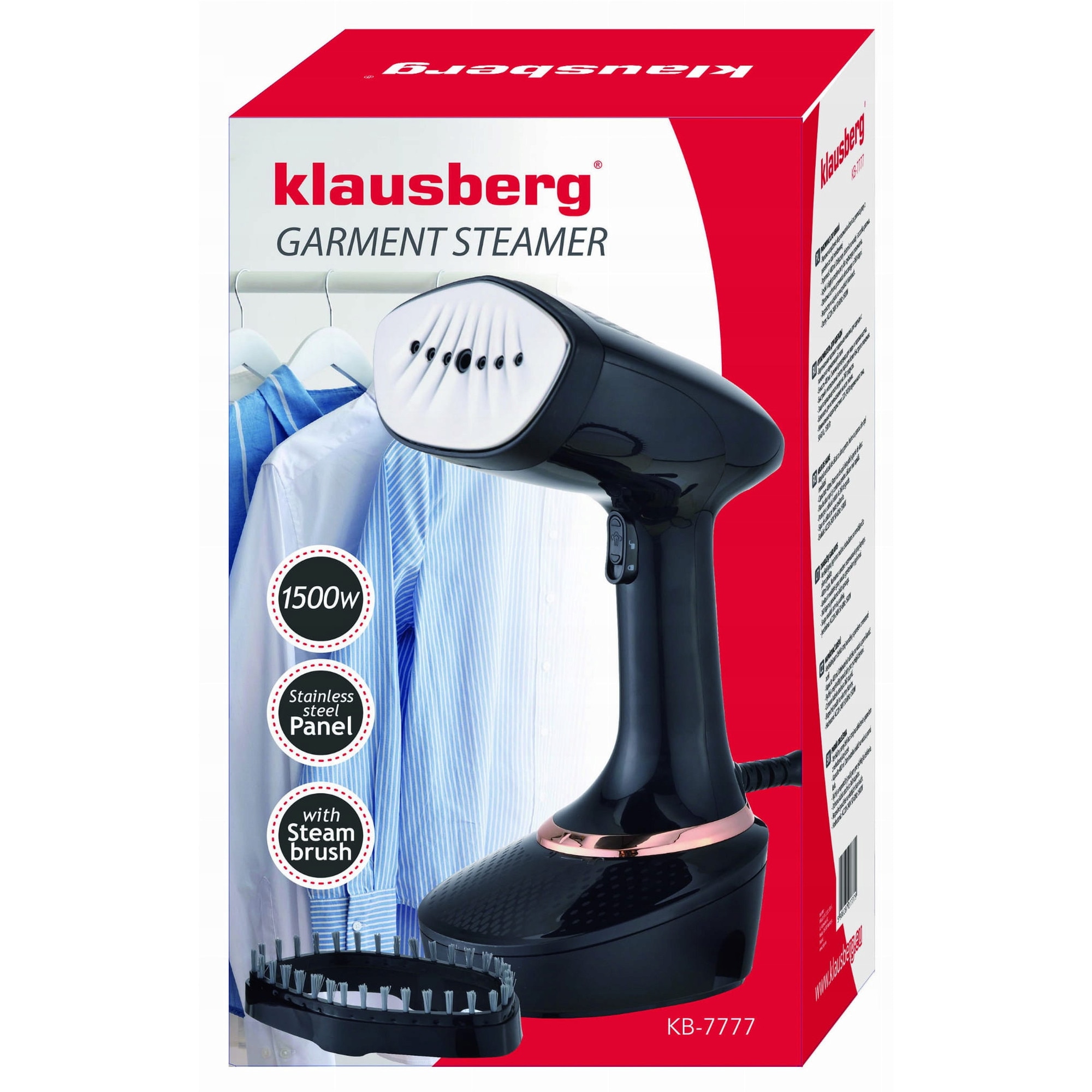 Parownica Klausberg KB-7777, 1500W, 400ml, alb