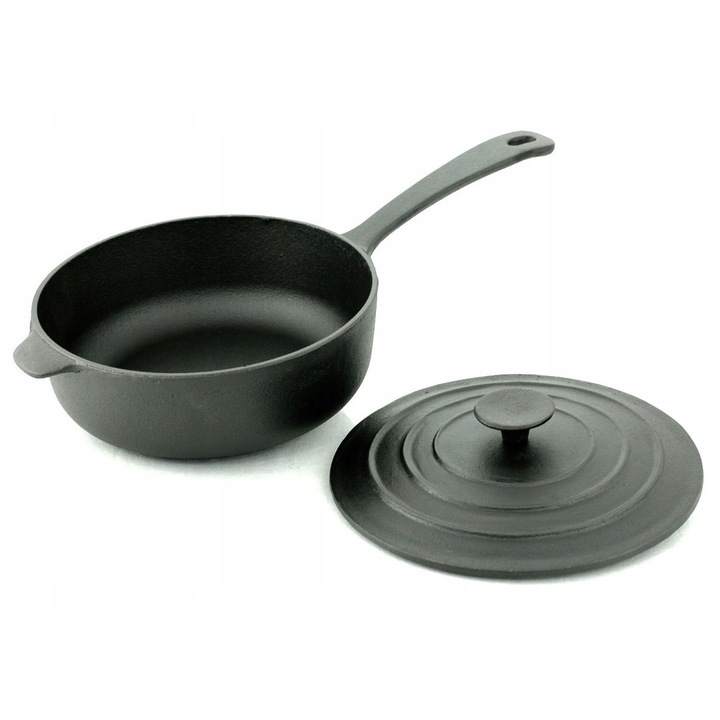 Tigaie traditionala 24 cm, fonta, neagra, 2,6 litri