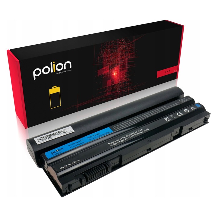 Батерия за лаптоп Dell, Polion, литиево-йонна, 7800mAh, 9 клетки, 11,1V, червена