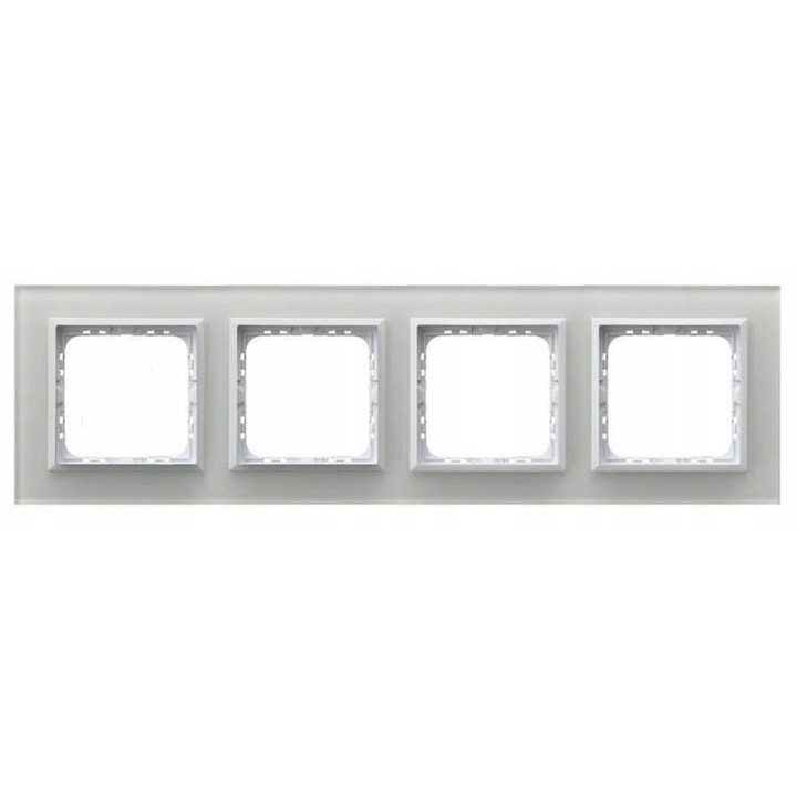 Ospel Sonata R-4RGC/31/00 4-modulos keret, üveg, süllyesztett szereléshez, fényes felület, fehér, 1 db.
