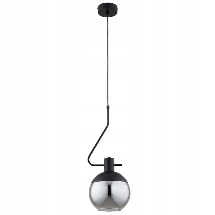 Lampa suspendata Alfa ENIGMA, neagra, sticla fumurie, E27, 15W, 90x20cm