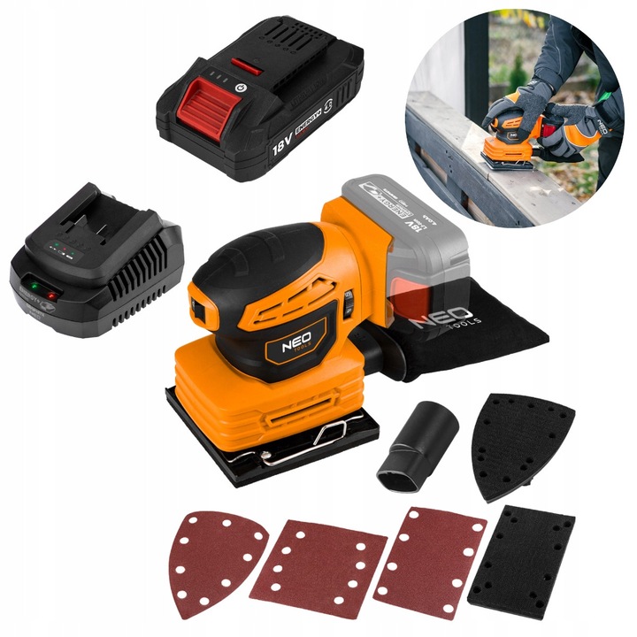 Slefuitor Oscilatie NEO TOOLS 18V 3 in 1, acumulator 4.0Ah BOOST UP, incarcator, set