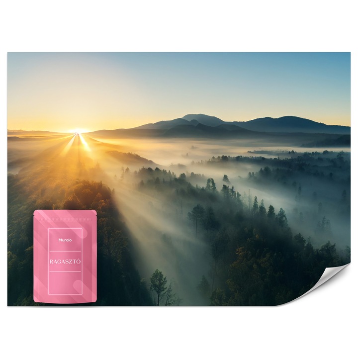 Fotótapéta Muralo Napfelkelte a Hegyi 500x350 Erdő Felett Modern Nappaliba