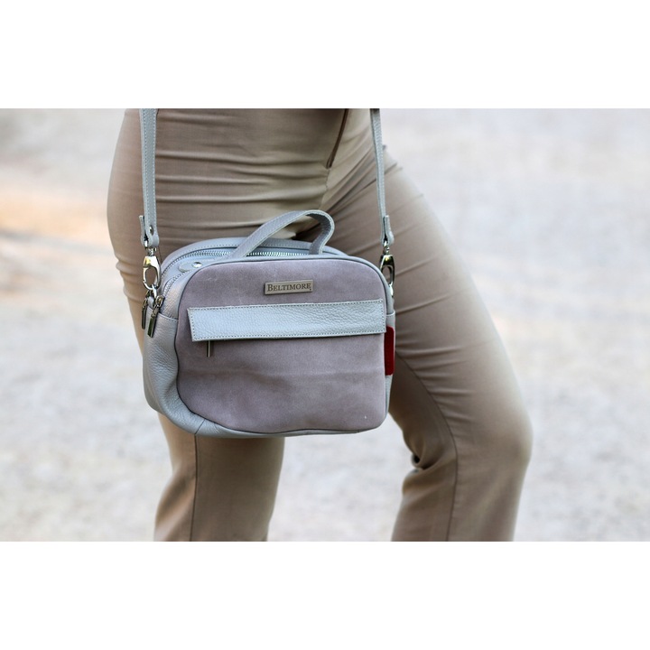 Női táska, Beltimore, Kuferek S80 modell, 2 rekeszes, szürke, 10x18cm