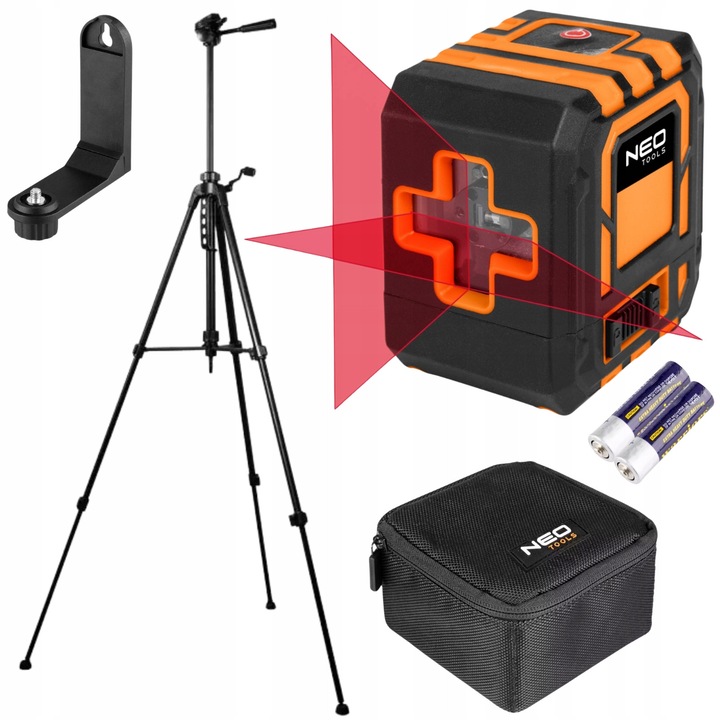 Nivela laser cu linii incrucisate NEO TOOLS 20m, rosu, set cu etui si stativ 1,5m 1/4"