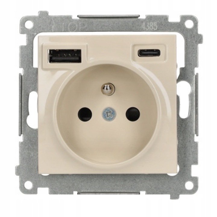 Gniazdo cu incarcator USB C+A 2.1A 5V Simon 54 crem 75x75x50mm