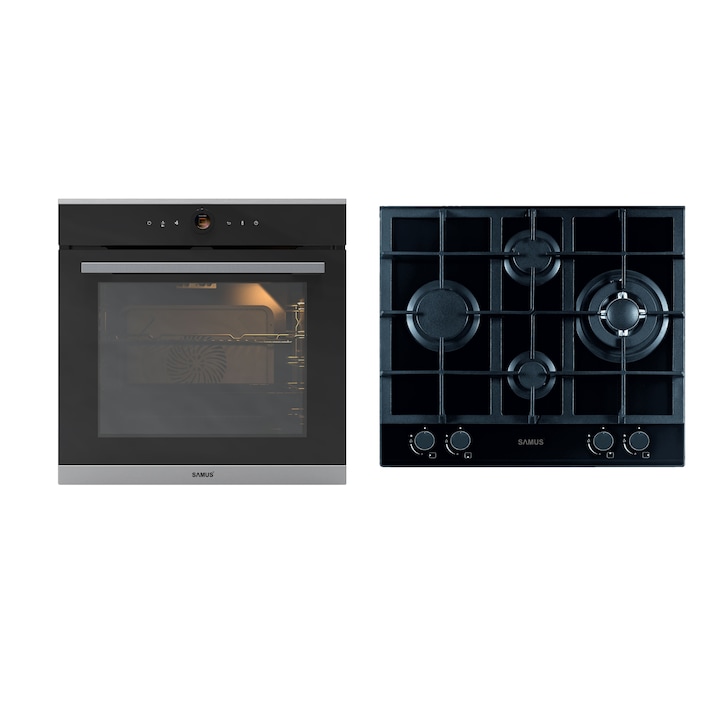 Cuptor electric incorporabil Haier H6 ID46G5SYTB, 78 litri, clasa A++, multi-level, Steam Plus technology, conectivitate WiFi, 27 functii, display full touch control, curatare Pirolitica & Hidrolitica, , Negru