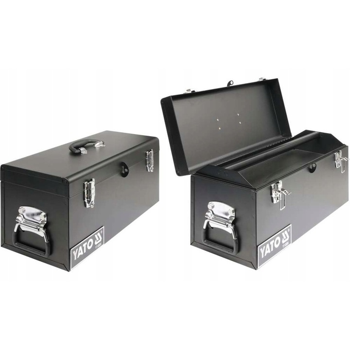 Yato szerszámosláda, fém, 510x220x240 mm, 2 rekeszes, oldalsó fogantyúkkal