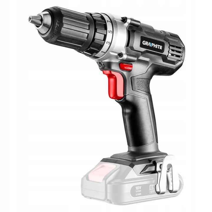 GRAPHITE 18V 55Nm LED fúró-csavarozó 2 sebességes 1,3kg