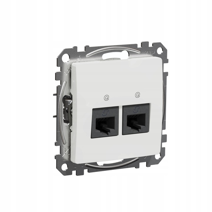 Gniazdo computer 2x RJ45 kat. 6 UTP, Sedna Design, alb, dimensiuni 73x73x37mm, montaj subtire