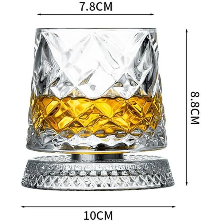 Pahar de Whisky Rotativ la 360 de grade, 260 ml