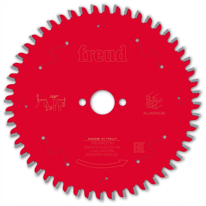Tarca circulara Freud 160x20mm, 52 dinti, pentru taiere aluminiu, cu tehnologie Perma-SHIELD