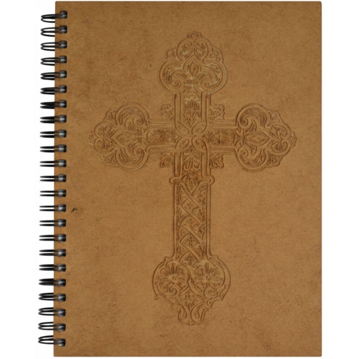Agenda coperta lemn, gravata, A5 - Cruce