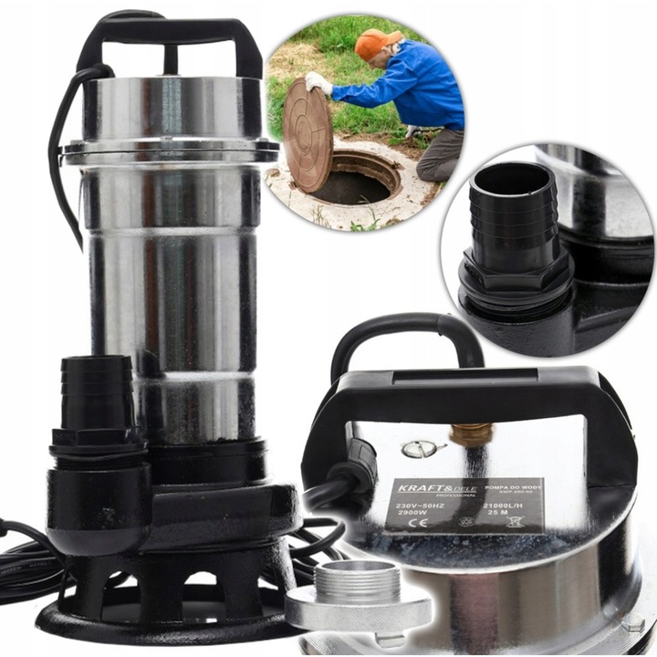 Pompa apa murdara cu tocator Kraft&Dele 2900W, 26000L/min, 230V, 2"