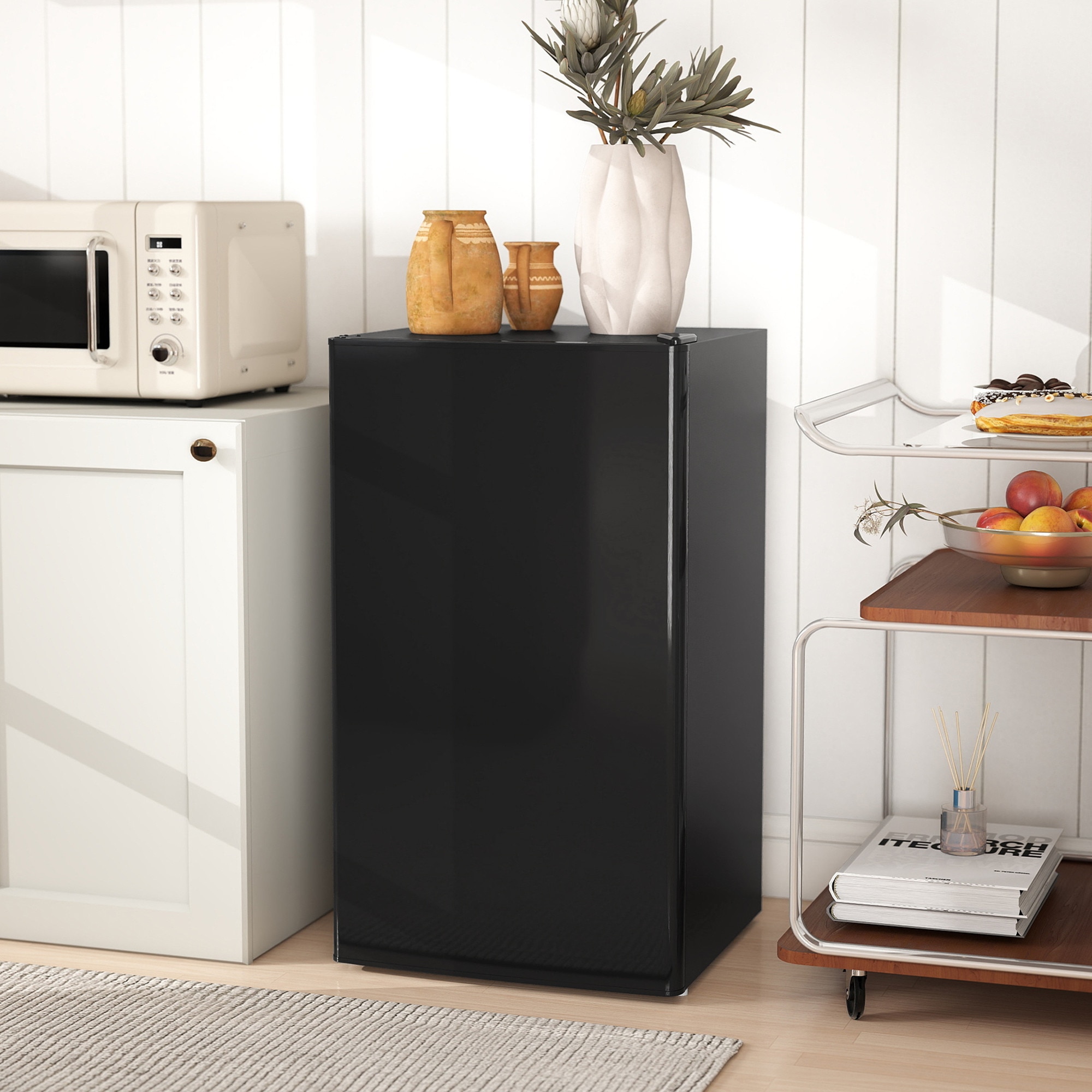 Frigider mic HOMCOM MonoPorta cu congelator, 91L, temperatura reglabila, negru, 47.5x44.2x84cm