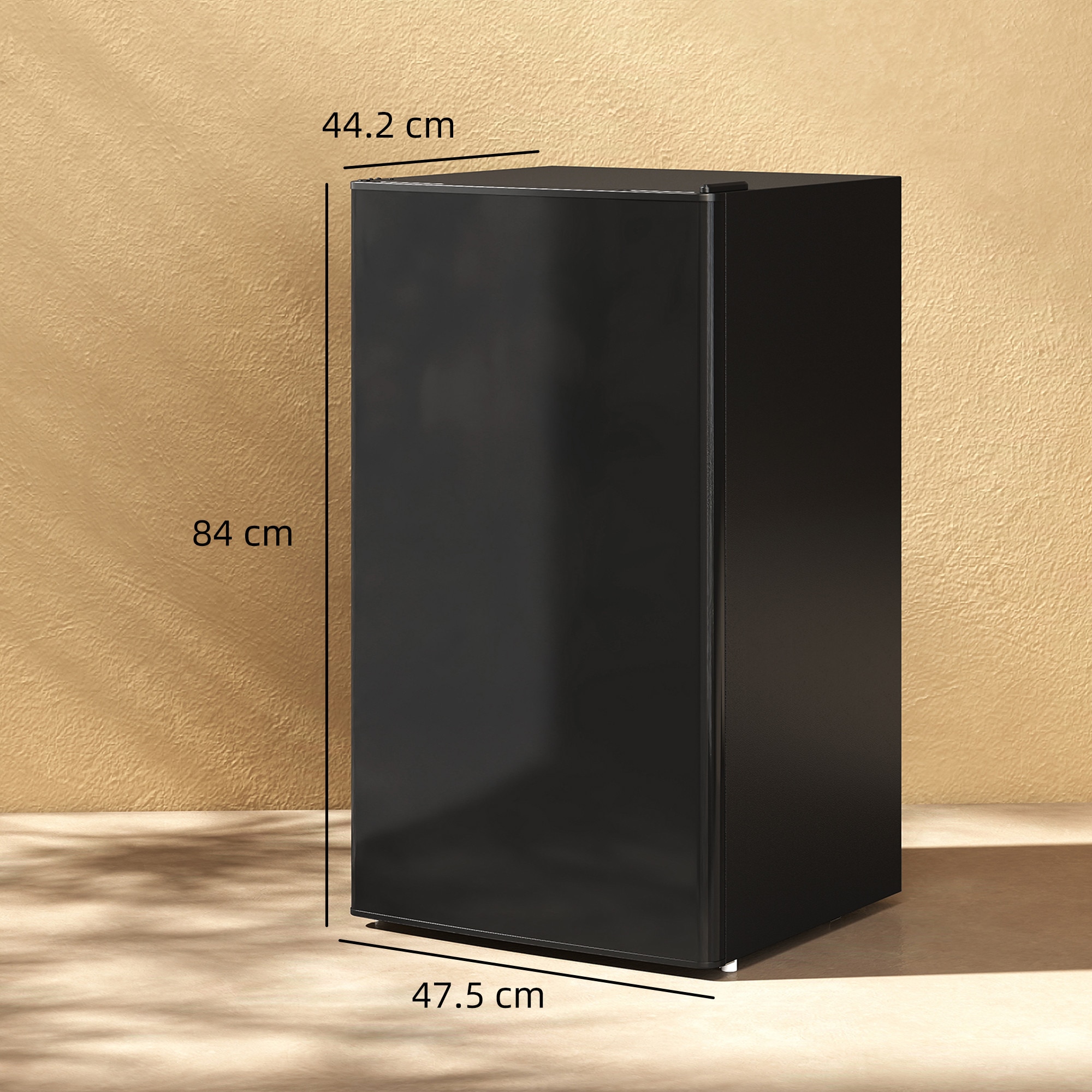 Frigider mic HOMCOM MonoPorta cu congelator, 91L, temperatura reglabila, negru, 47.5x44.2x84cm