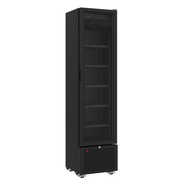 Frigider penTru bauturi cu o usa de sticla, negru, 221 L, COMBI STEEL