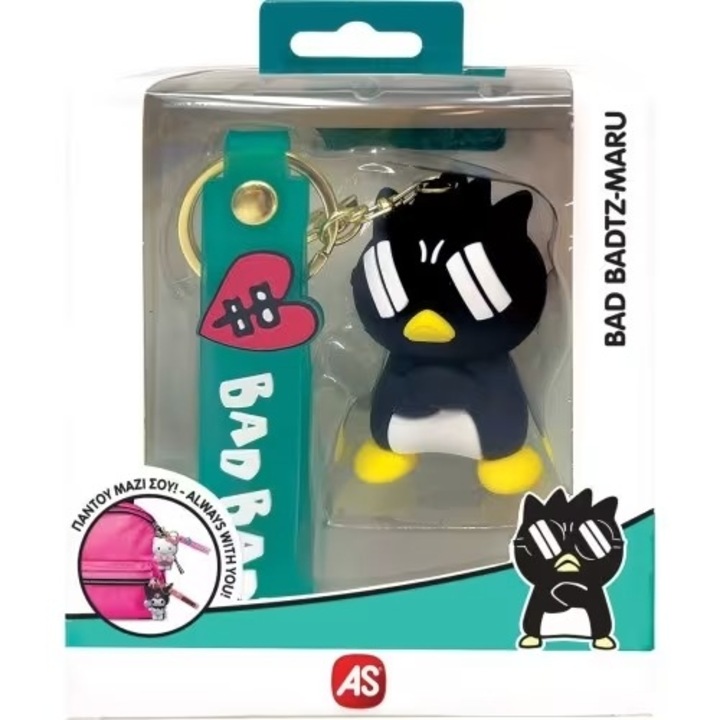 Kulcstartó vagy táskadísz Hello Kitty & Friends, Bad Badtz-Maru modell, Gyermekeknek, Fekete