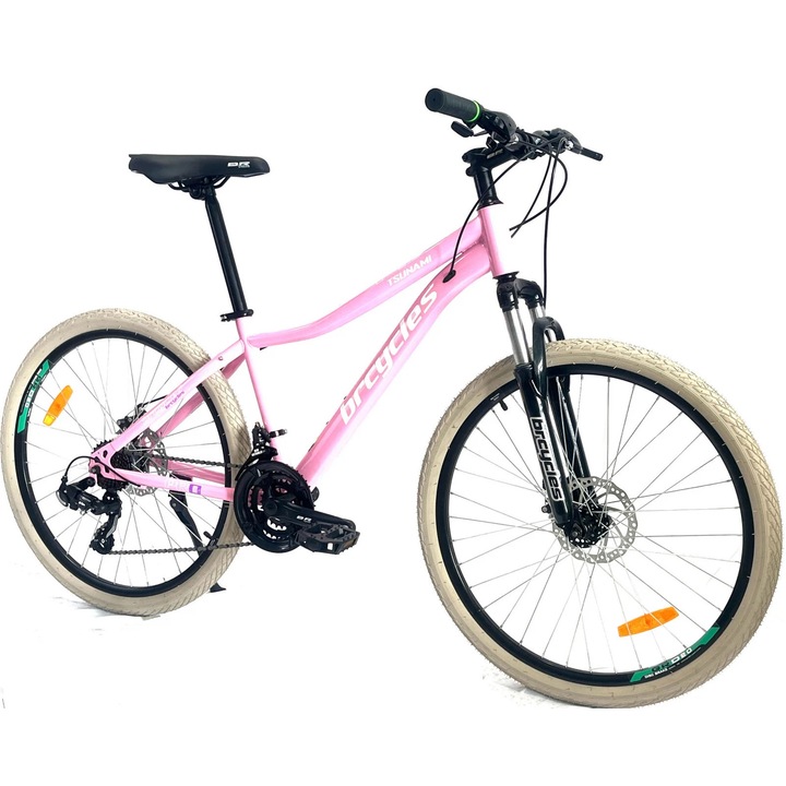 Bicicleta MTB 26″ BR Tsunami, cadru otel 15″, 21 viteze, Shimano Roz