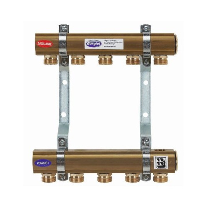 Месингов разпределител-колектор за отоплителни системи Gorgiel 3 секции, 290x155mm