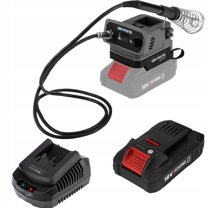 Statie de lipit GRAPHITE, 25W, 18V, acumulator Li-Ion 4.0Ah BOOST UP, incarcator, set
