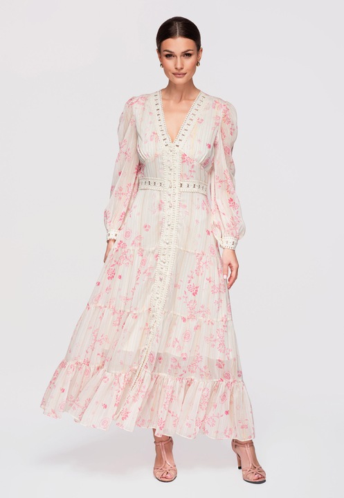 Rochie de cocktail maxi LARICA LA-OM-DLR298, Crem