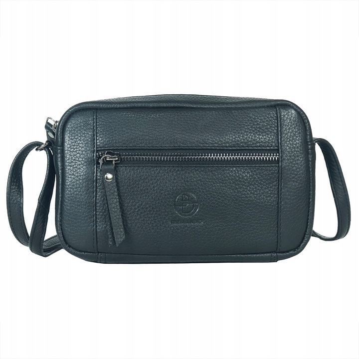 Bellugio női táska, valódi bőr, fekete, kicsi, 21,5x5x13cm