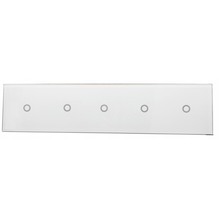 BarON 1+1+1+1+1 érintőképernyős üvegkapcsoló, fehér, 370x86mm, 5 gomb