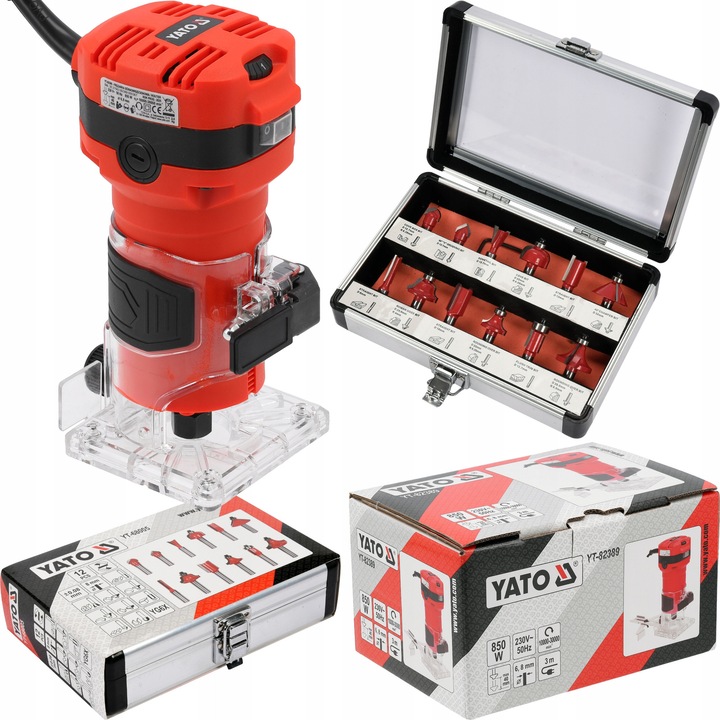 Freza de margine Yato 850W, 6x8mm, set 12 freze pentru lemn