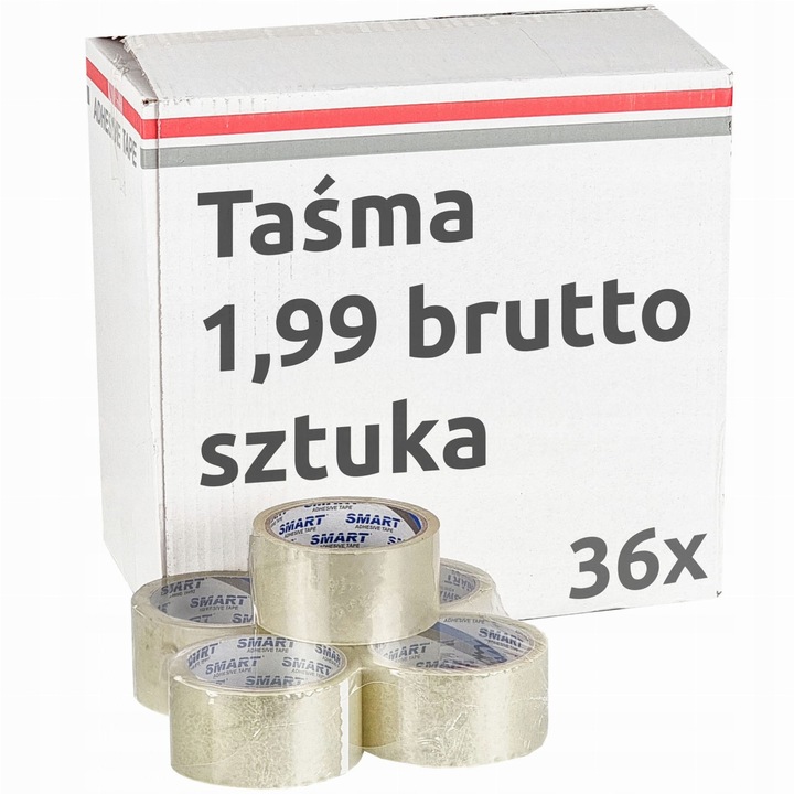 Set de 36 benzi adezive transparente SMART, 48mm x 50m