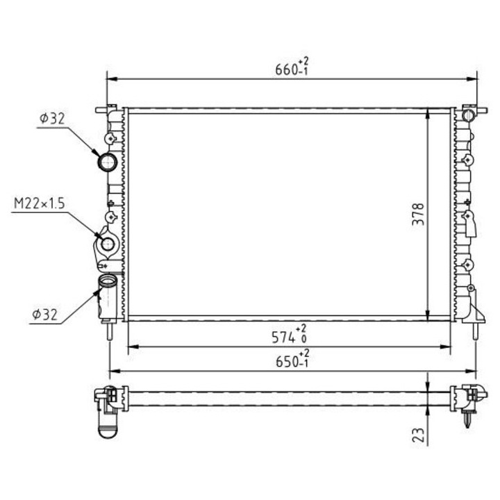 Radiator racire Hart pentru Megane 2.0, 7700838135, dimensiuni 1002xRE105x639391
