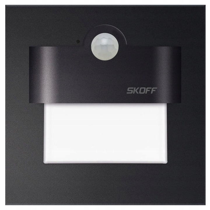 Аплика за стъпала, SKOFF, със сензор за движение, 2,4 W, 3000K, черна, 73x73x21mm