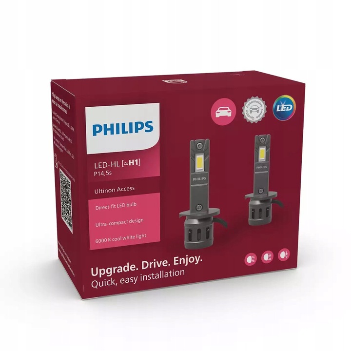 Becuri LED H1 Philips Ultinon Access 2 bucati 6000K 13W