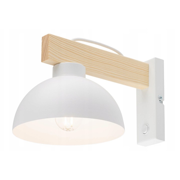 Аплик OSLO, 22x18x20см, бял, 1 източник на светлина E27, от дърво и метал