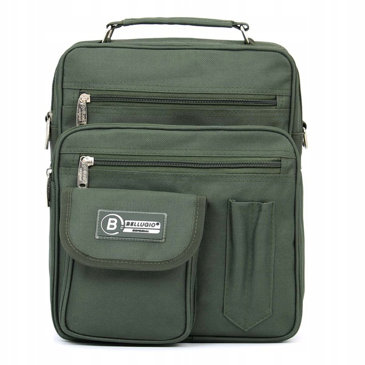 Férfi táska A4 Bellugio, nejlon, sötétzöld, 25x13x30cm