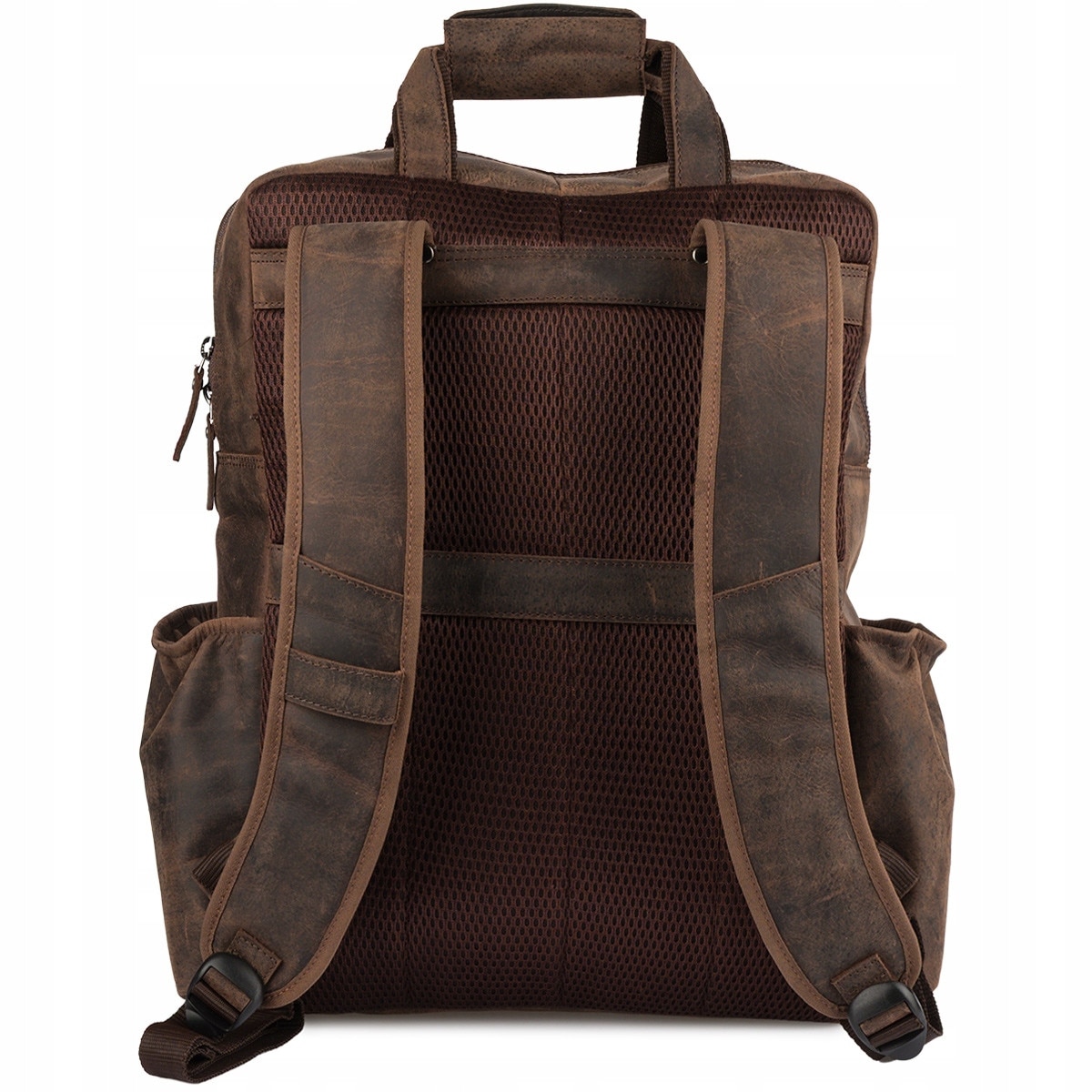 Rucsac din piele pentru laptop 15,6", maroniu, cu multiple compartimente, set organizatoric, Beltimore