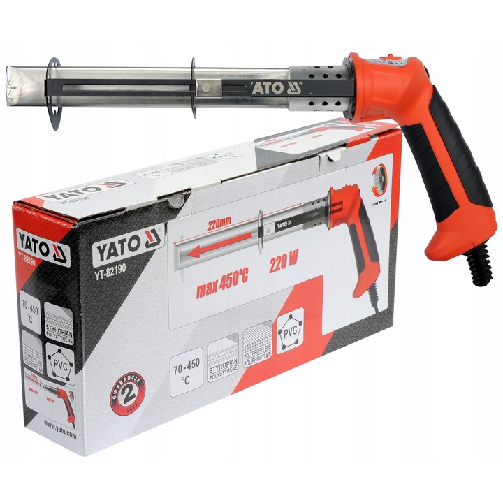 Noz termic Yato pentru taiere styropian, PVC, PP, 220W, 450C, lungime 14cm, set